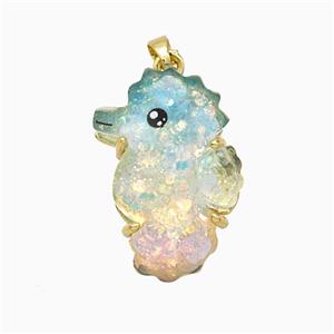 Acrylic Seahorse Pendant Copper Platinum Plated, approx 17-24mm [FD21418]