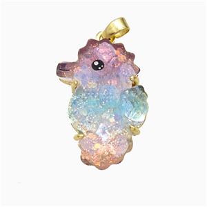 Acrylic Seahorse Pendant Copper Platinum Plated, approx 17-24mm [FD21419]