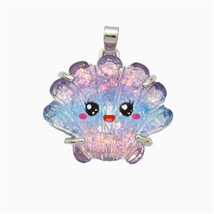 Scallop Shell Charms Acrylic Pendant Copper Platinum Plated, approx 18-22mm [FD21421]