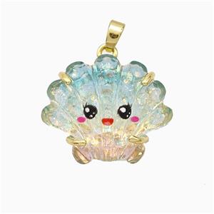 Scallop Shell Charms Acrylic Pendant Copper Platinum Plated, approx 18-22mm [FD21422]