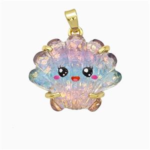 Scallop Shell Charms Acrylic Pendant Copper Platinum Plated, approx 18-22mm [FD21423]