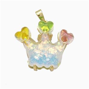Acrylic Crown Pendant Copper Gold Plated, approx 20-23mm [FD21430]