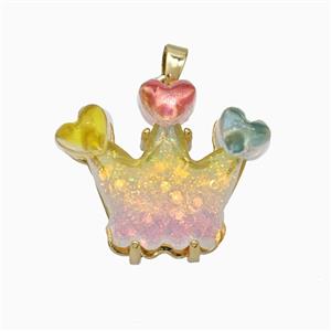 Acrylic Crown Pendant Copper Gold Plated, approx 20-23mm [FD21431]