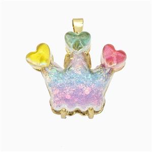 Acrylic Crown Pendant Copper Gold Plated, approx 20-23mm [FD21432]