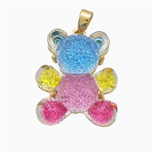 Acrylic Bear Pendant Copper Gold Plated, approx 18-22mm [FD21433]