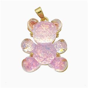 Acrylic Bear Pendant Copper Gold Plated, approx 18-22mm [FD21435]