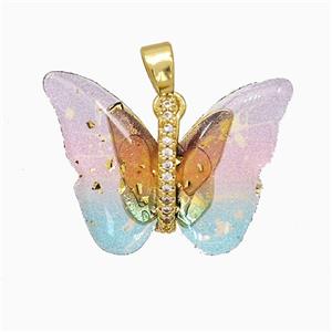 Acrylic Butterfly Pendant Copper Gold Plated, approx 17-23mm [FD21437]