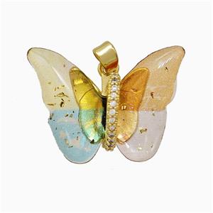 Acrylic Butterfly Pendant Copper Gold Plated, approx 17-23mm [FD21438]