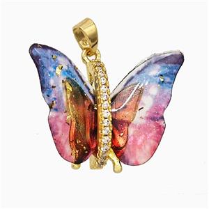 Acrylic Butterfly Pendant Copper Gold Plated, approx 17-23mm [FD21446]