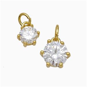Cubic Zirconia Pendant Copper Gold Plated, approx 8mm [FD21460-8MM]