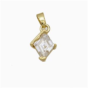 Copper Rhombus Pendant Pave Crystal Glass Gold Plated, approx 9-10mm [FD21461]