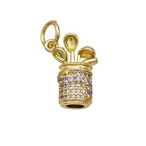 Golf Bag Charms Copper Pendant Pave Zirconia Gold Plated, approx 7-16mm [FD21464]