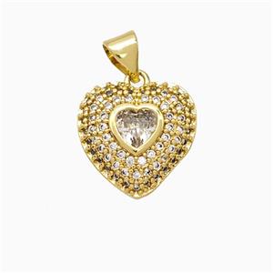 Copper Heart Pendant Pave Zirconia Gold Plated, approx 14mm [FD21465]