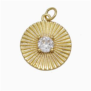 Copper Sun Pendant Pave Zirconia Gold Plated, approx 17mm [FD21466]