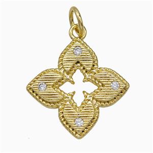 Copper Clover Pendant Pave Zirconia Gold Plated, approx 20mm [FD21470]