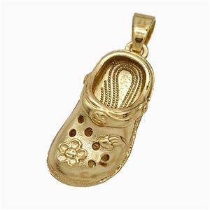 Copper Shoes Pendant Flower Gold Plated, approx 12-23mm [FD21472]