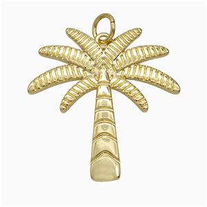 Coconut Tree Charms Copper Palm Pendant Gold Plated, approx 30mm [FD21473]