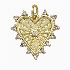 Copper Heart Pendant Pave Zirconia Gold Plated, approx 19-20mm [FD21478]