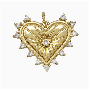 Copper Heart Pendant Pave Zirconia Gold Plated, approx 25-27mm [FD21482]