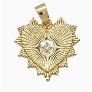 Copper Heart Pendant Pave Zirconia Gold Plated, approx 20mm [FD21483]