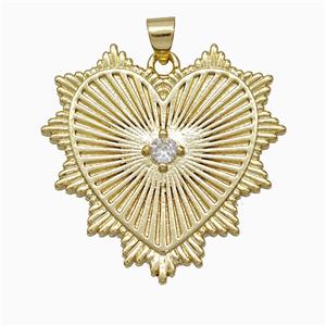 Copper Heart Pendant Pave Zirconia Gold Plated, approx 30mm [FD21484]