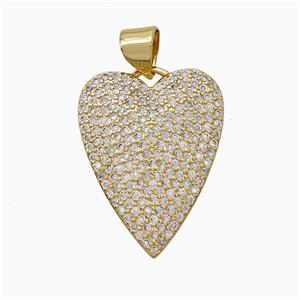 Copper Heart Pendant Pave Zirconia Gold Plated, approx 16-20mm [FD21489]