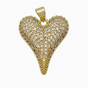 Copper Heart Pendant Pave Zirconia Gold Plated, approx 20-25mm [FD21490]