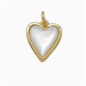 Copper Heart Pendant Pave Shell Gold Plated, approx 14-15mm [FD21492]