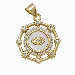 Copper Eye Pendant Pave Zirconia Shell Gold Plated, approx 19mm [FD21497]