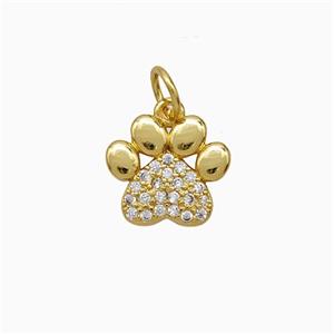 Copper Paws Pendant Pave Zirconia Gold Plated, approx 12-13.5mm [FD21503]