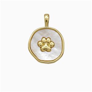 Copper Paws Pendant Pave Shell Gold Plated, approx 14mm [FD21504]