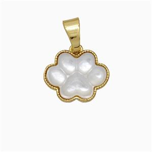 Copper Paws Pendant Pave Shell Gold Plated, approx 12-14.5mm [FD21505]