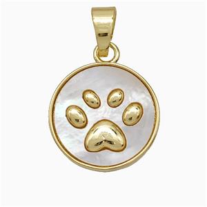 Copper Paws Pendant Pave Shell Gold Plated, approx 17mm [FD21506]