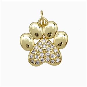 Copper Paws Pendant Pave Zirconia Gold Plated, approx 15-16.5mm [FD21507]