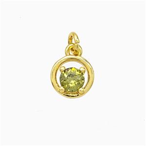 Copper Circle Pendant Pave Zirconia Gold Plated, approx 7.5mm [FD21527]