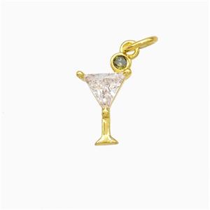 Ice Cream Bottle Drink Cup Charms Copper Pendant Pave Zirconia Gold Plated, approx 7-12mm [FD21529]