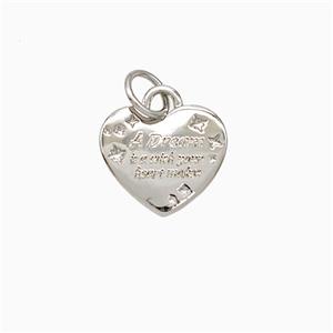 Copper Heart Pendant Dream Platinum Plated, approx 11mm [FD21539]