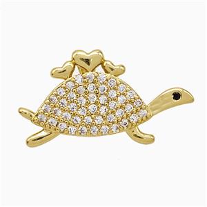 Copper SeaTortoise Pendant Pave Zirconia Gold Plated, approx 12-21mm [FD21543]