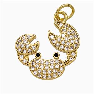 Crab Charms Copper Pendant Pave Zirconia Gold Plated, approx 15-17mm [FD21544]