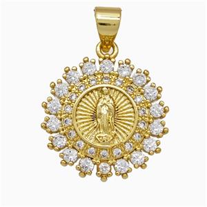 Copper Jesus Pendant Pave Zirconia Gold Plated, approx 17mm [FD21545]