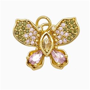 Copper Butterfly Pendant Pave Zirconia Gold Plated, approx 15-19mm [FD21549]