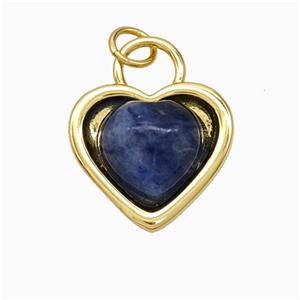 Copper Heart Pendant Pave Blue Sodalite Gold Plated, approx 16mm [FD21558]