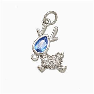 Copper Deer Pendant Micropave Zirconia Platinum Plated, approx 10-15mm [FD21571]