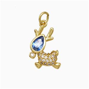 Copper Deer Pendant Micropave Zirconia Gold Plated, approx 10-15mm [FD21572]