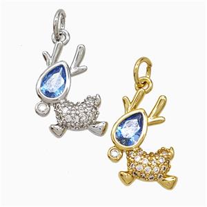 Copper Deer Pendant Micropave Zirconia Mixed, approx 10-15mm [FD21573]