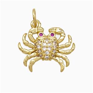 Copper Crab Pendant Pave Zirconia Gold Plated, approx 12-16mm [FD21575]