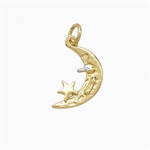 Copper Star Moon Pendant Gold Plated, approx 10-14mm [FD21576]