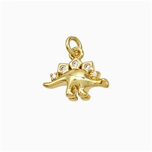 Copper Dinosaur Pendant Pave Zirconia Gold Plated, approx 8-12.5mm [FD21577]