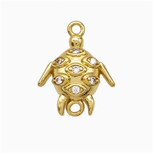 Copper Tortoise Connector Pave Zirconia Gold Plated, approx 14-15mm [FD21581]