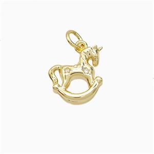 Copper Trojan Horse Pendant Pave Zirconia Gold Plated, approx 12mm [FD21582]